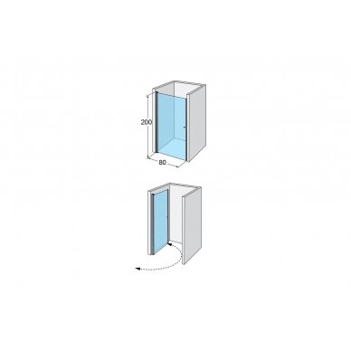 Dušo durys į nišą IDO Showerama 10-0 800, skaidrus stiklas 4