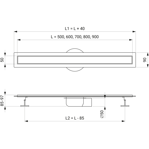 Dušo latakas SLOVARM ST-600-50, 60cm 1