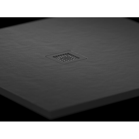 Dušo padėklas Slate Pro 80x80 juodas matinis 1 Dušo padėklas Slate Pro 80x80 juodas matinis 1