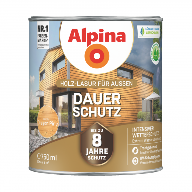 Medienos impregnantas ALPINA Dauer Schutz, 0,75l oregono pušies sp.