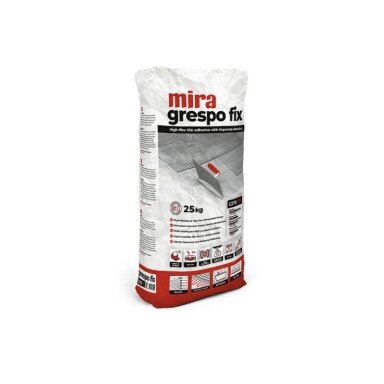 Elastingi plytelių klijai MIRA Grespo fix, C2TE S1, 25kg pilka sp. Elastingi plytelių klijai MIRA Grespo fix, C2TE S1, 25kg pilka sp.