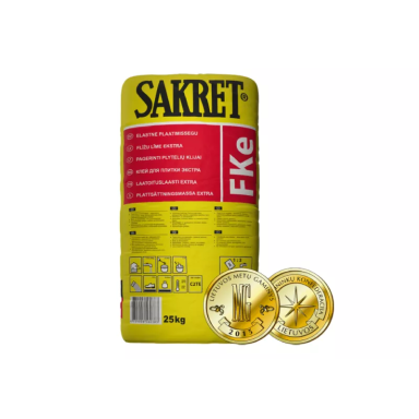 Elastingi plytelių klijai SAKRET FKe, 5kg Elastingi plytelių klijai SAKRET FKe, 5kg