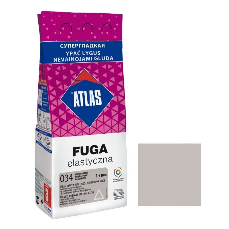 Elastingas glaistas plytelėms ATLAS 034, 2kg šviesiai pilka sp.