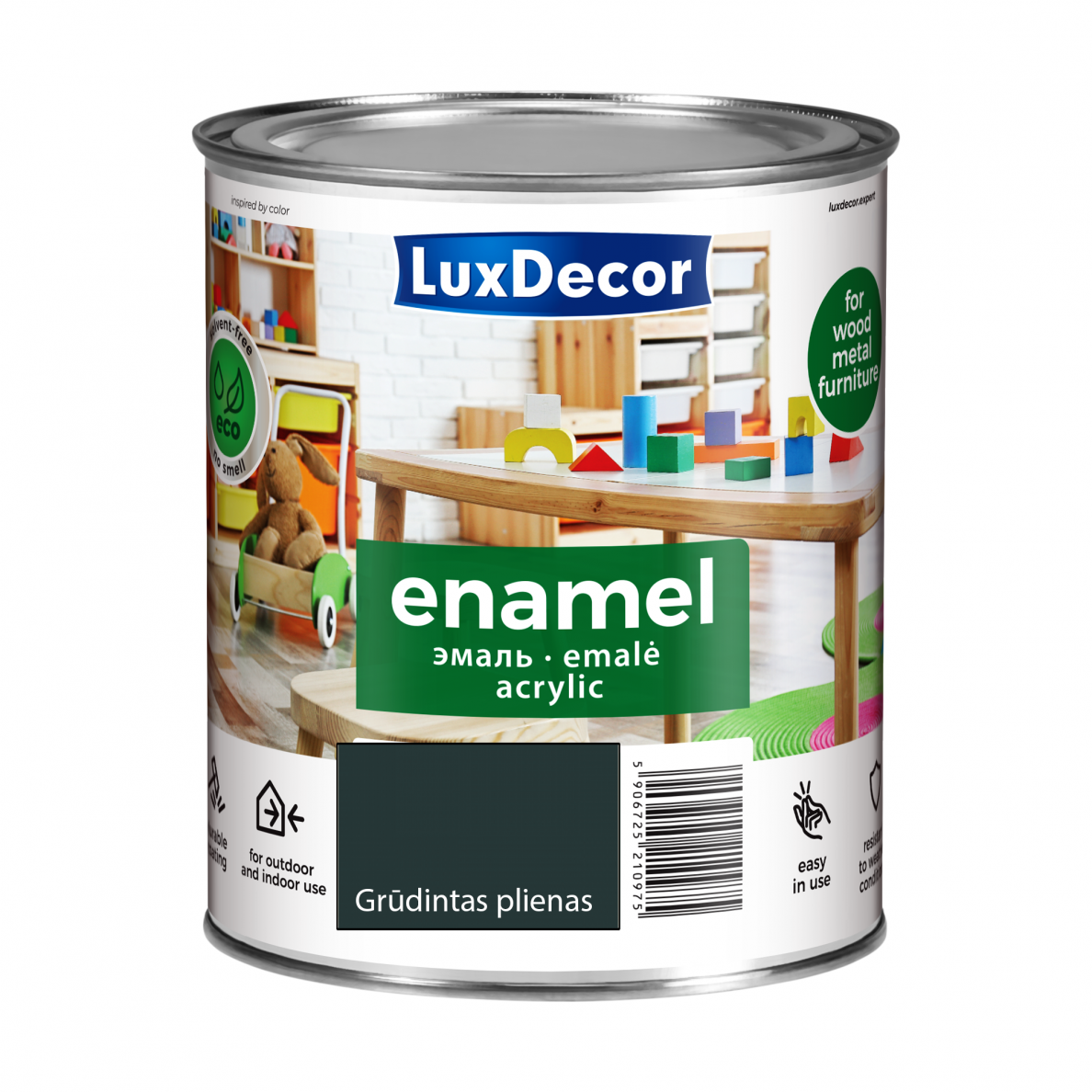 Akrilinė emalė LUXDECOR, 2,5l grūdintas plienas Akrilinė emalė LUXDECOR, 2,5l grūdintas plienas