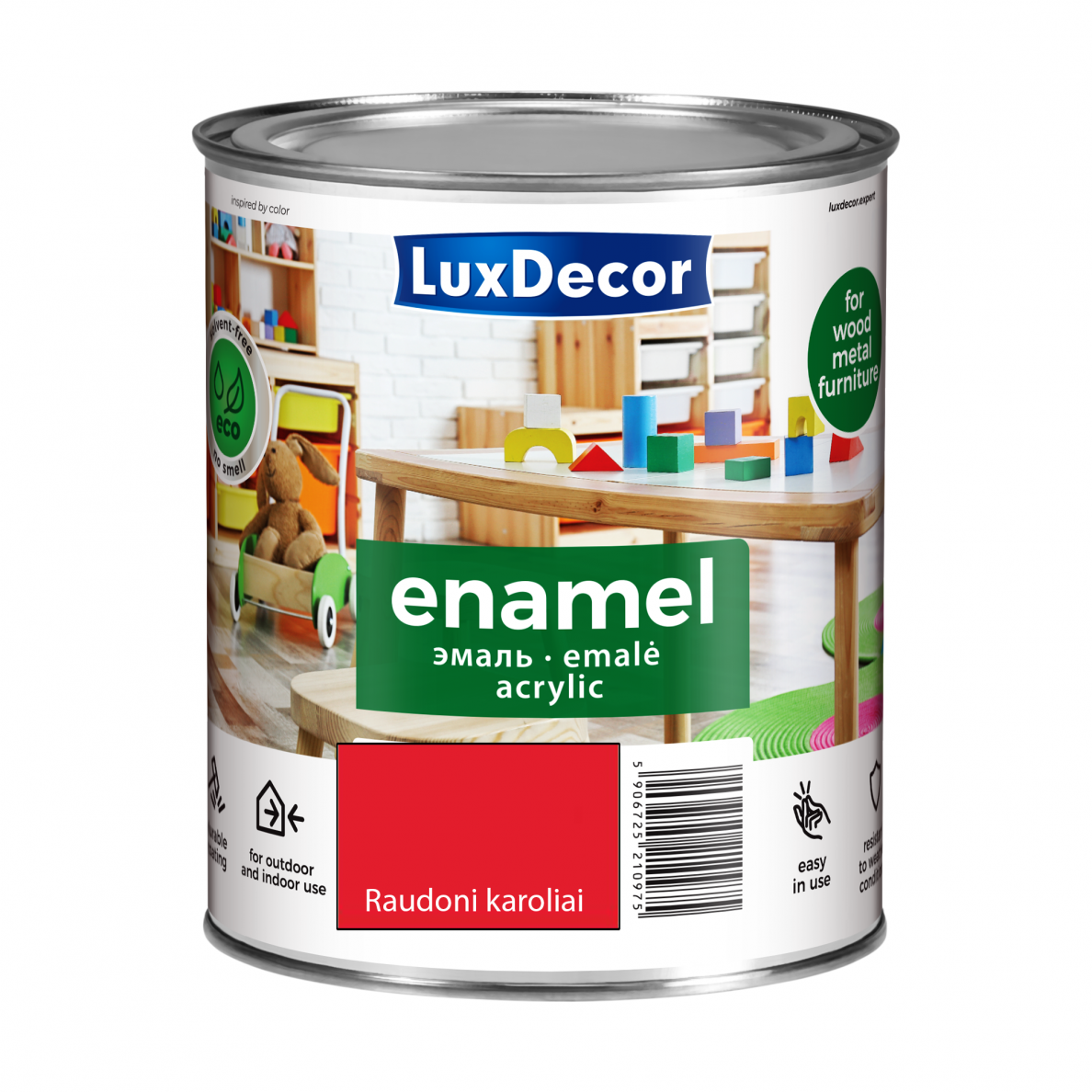 Akrilinė emalė LUXDECOR, 0,75l raudoni karoliai Akrilinė emalė LUXDECOR, 0,75l raudoni karoliai