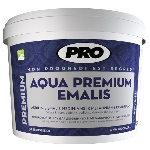 Dažai PRO Aqua Premium Emalis, 0,75l matiniai Dažai PRO Aqua Premium Emalis, 0,75l matiniai