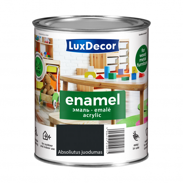 Akrilinė emalė LUXDECOR, 0,75l absoliutus juodumas Akrilinė emalė LUXDECOR, 0,75l absoliutus juodumas