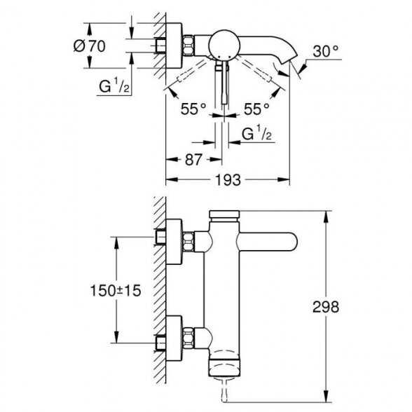 Maišytuvas vonios GROHE Essence,chromo sp. 1 Maišytuvas vonios GROHE Essence,chromo sp. 1