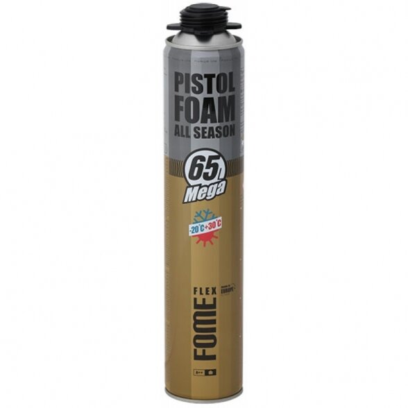 Montavimo putos FOME FLEX All Season Mega Pistol Foam 65l, 870ml Montavimo putos FOME FLEX All Season Mega Pistol Foam 65l, 870ml
