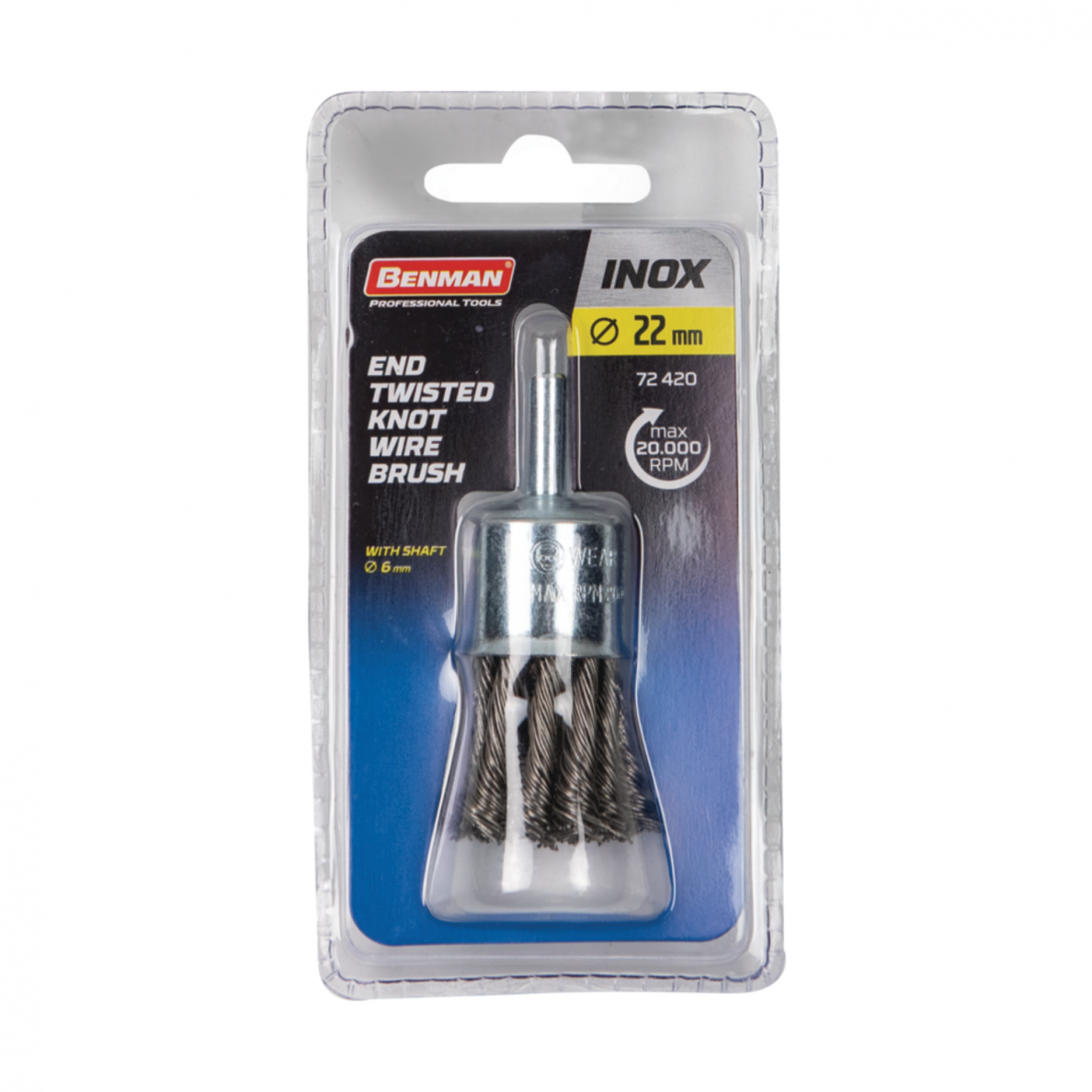 Daugiašakis šlifavimo šepetys BENMAN Inox 72420, 22mm 1 Daugiašakis šlifavimo šepetys BENMAN Inox 72420, 22mm 1