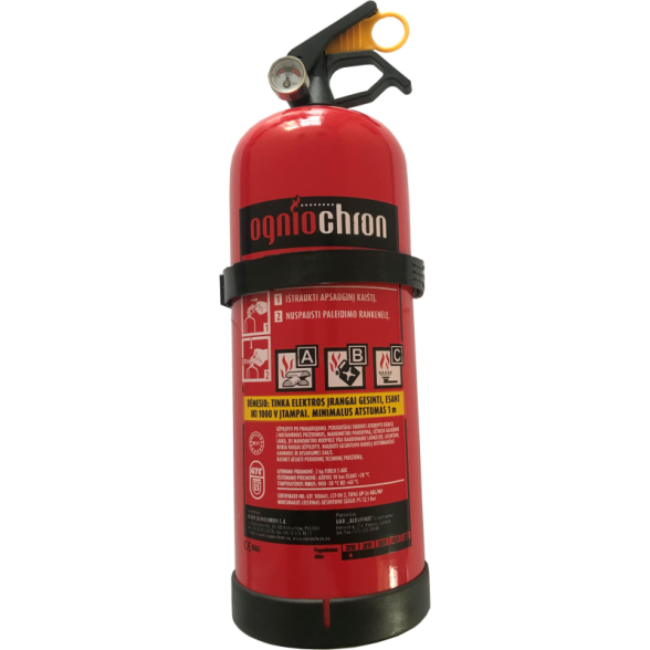 Gesintuvas su monometru OGNIOCHRON ABC, 2kg Gesintuvas su monometru OGNIOCHRON ABC, 2kg