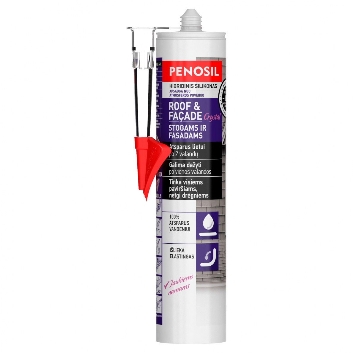 Stogų ir fasadų hermetikas PENOSIL Roof&Facade Elastic, 290ml bespalvis Stogų ir fasadų hermetikas PENOSIL Roof&Facade Elastic, 290ml bespalvis