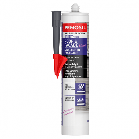 Stogų ir fasadų hermetikas PENOSIL Roof&Facade Elastic, 290ml pilka sp. Stogų ir fasadų hermetikas PENOSIL Roof&Facade Elastic, 290ml pilka sp.