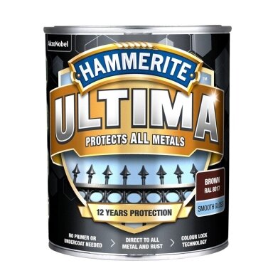 Metalo dažai HAMMERITE Ultima Smooth, 700ml ruda sp. Metalo dažai HAMMERITE Ultima Smooth, 700ml ruda sp.