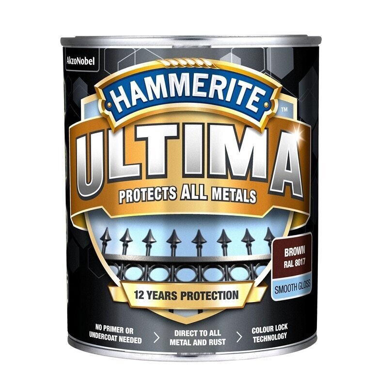 Metalo dažai HAMMERITE Ultima Smooth, 700ml ruda sp. Metalo dažai HAMMERITE Ultima Smooth, 700ml ruda sp.