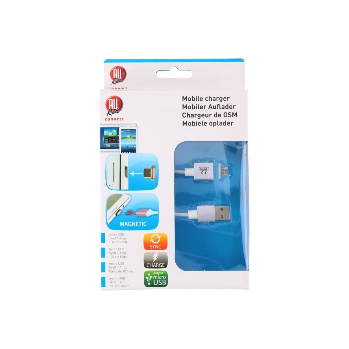 Magnetinis įkroviklis USB / Micro USB kabelis 1 metro All Ride