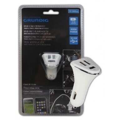 Automobilinis įkroviklis USB GRUNDING, 3 vietos