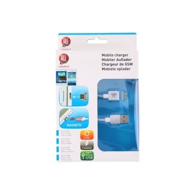 Magnetinis įkroviklis USB / Micro USB kabelis 1 metro All Ride