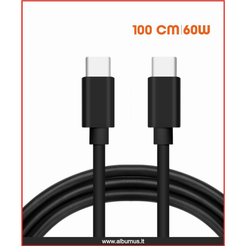 Įkrovimo laidas Type-C Type-C 60W 3A 1 m 1