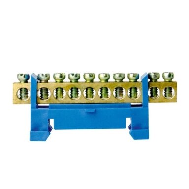 Įžeminimo / įnulinimo kaladėlė TS-0609F, 10 polių, mėlyna sp.