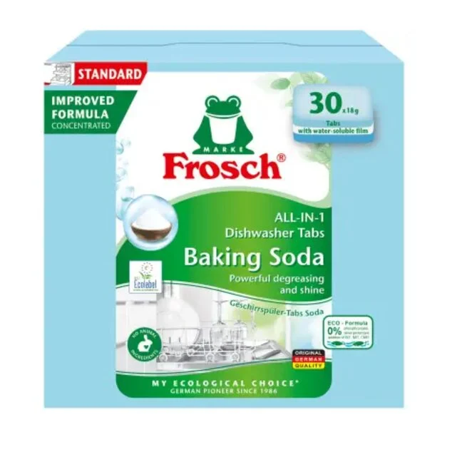 Indaplovių tabletės su soda FROSCH Baking Soda, 540g 30vnt Indaplovių tabletės su soda FROSCH Baking Soda, 540g 30vnt