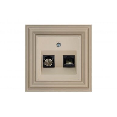 Kištukinis kompiuterio ir antenos lizdas LIREGUS Retro, 2 kištukai smėlio sp. Kištukinis kompiuterio ir antenos lizdas LIREGUS Retro, 2 kištukai smėlio sp.