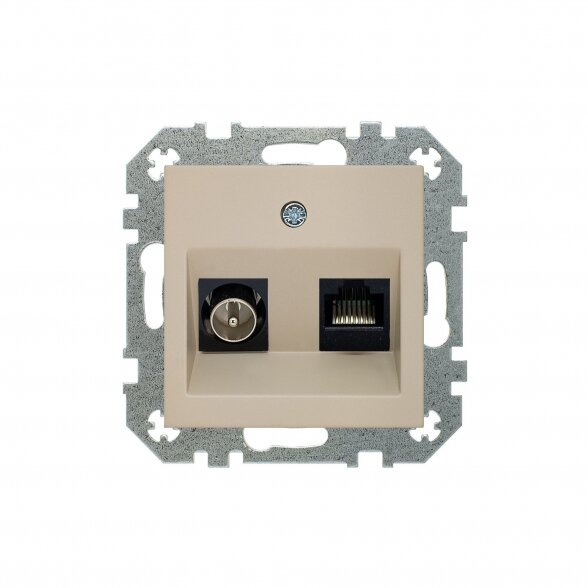 Kištukinis kompiuterio ir antenos lizdas LIREGUS Retro, 2 kištukai smėlio sp. Kištukinis kompiuterio ir antenos lizdas LIREGUS Retro, 2 kištukai smėlio sp.