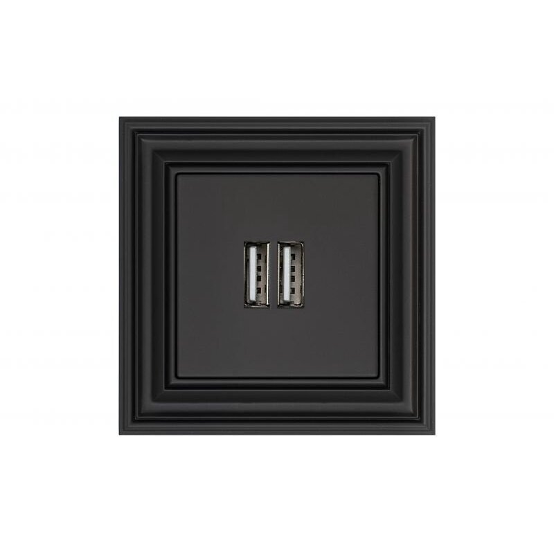 Kištukinis USB kroviklio lizdas LIREGUS Retro, 2 kištukų juoda sp. 1