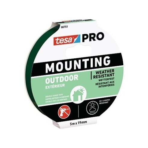 Dvipusė lipni juosta lauko darbams TESA Pro Outdoor, 19mm 5m