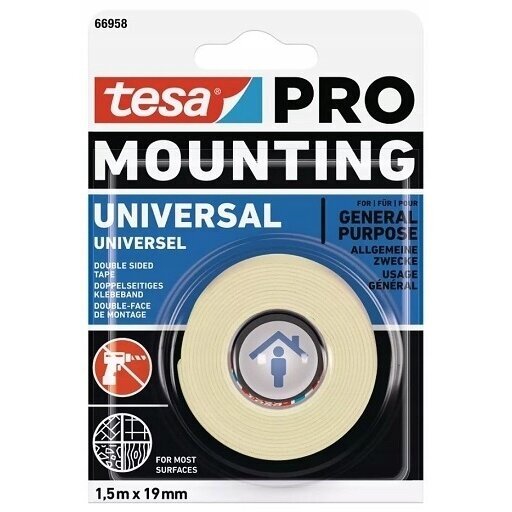 Dvipusė lipni juosta TESA Pro Universal, 19mm 1,5m Dvipusė lipni juosta TESA Pro Universal, 19mm 1,5m
