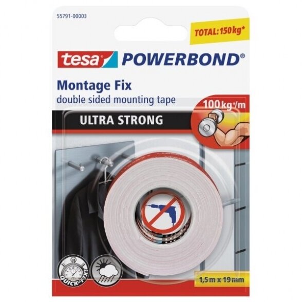 Dvipusė lipni juosta TESA PRO Ultra Strong, 19mm 1,5m Dvipusė lipni juosta TESA PRO Ultra Strong, 19mm 1,5m