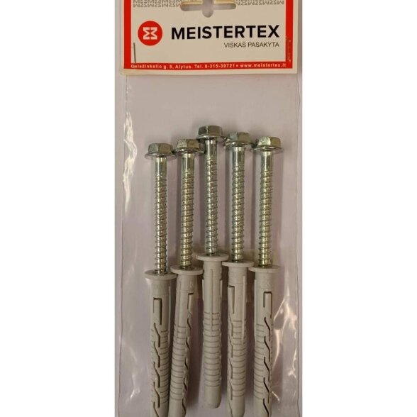 Kaištis su įsukamu medsraigčiu 10x160mm MEISTERTEX (5vnt) Kaištis su įsukamu medsraigčiu 10x160mm MEISTERTEX (5vnt)