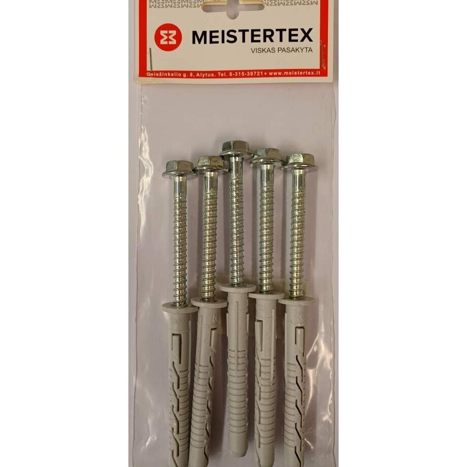 Kaištis su įsukamu HEX medsraigčiu 10x80mm MEISTERTEX (5vnt)