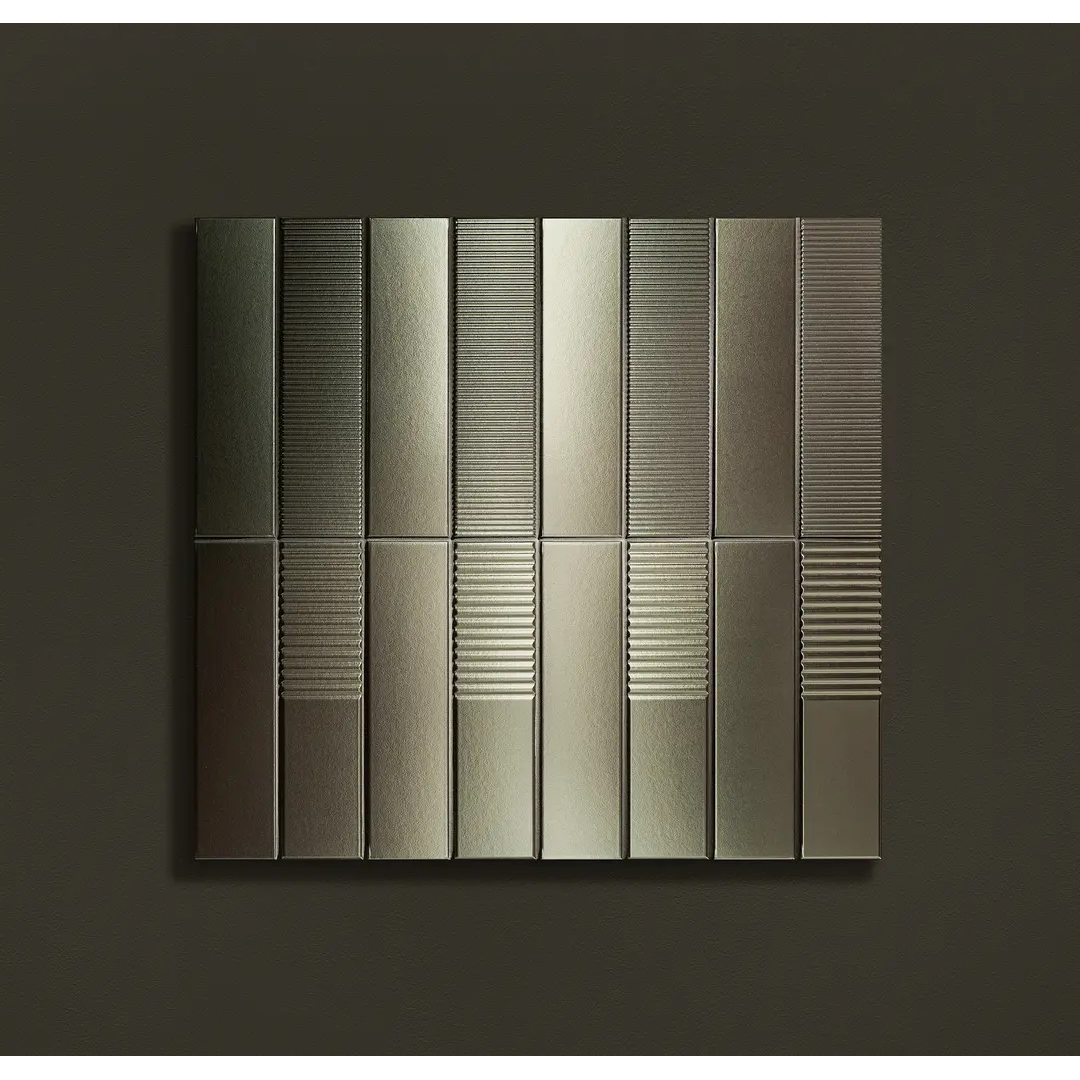 Keraminės sienų plytelės Groove metallic 1 STR, 29,8x7,8cm 1