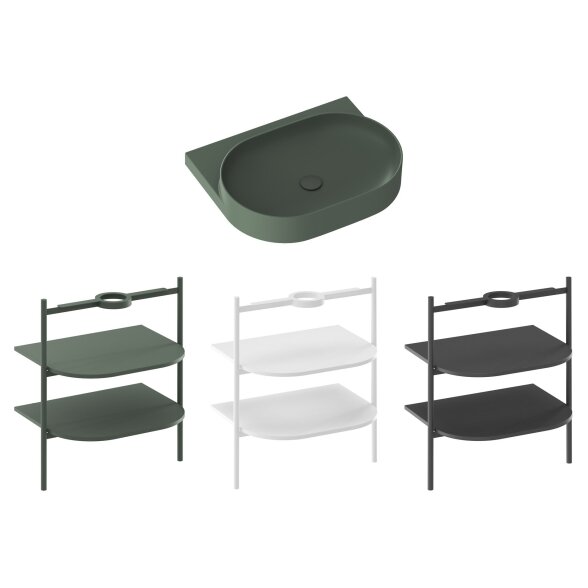 Keraminis praustuvas RAVAK Yard 60, su skyle maišytuvui, Grey Green 5 Keraminis praustuvas RAVAK Yard 60, su skyle maišytuvui, Grey Green 5