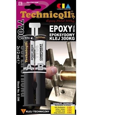 Epoksidiniai klijai metalui 300kg TECHNIQLL E-396, 2x12ml Epoksidiniai klijai metalui 300kg TECHNIQLL E-396, 2x12ml