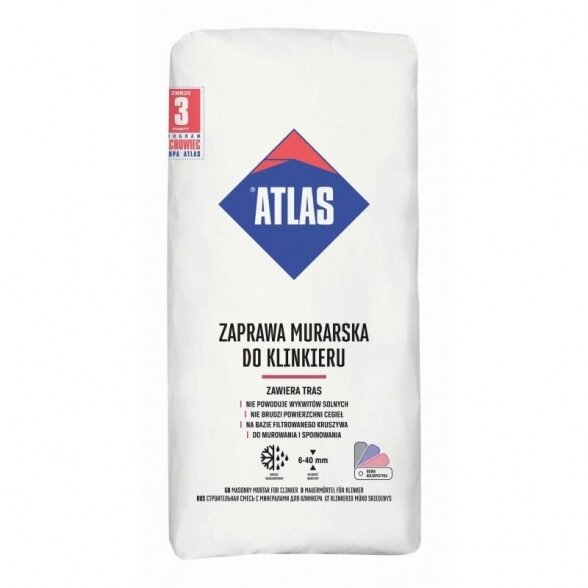 Klinkerio mūro mišinys ATLAS ZM Grafit 371, 25kg grafito sp. Klinkerio mūro mišinys ATLAS ZM Grafit 371, 25kg grafito sp.