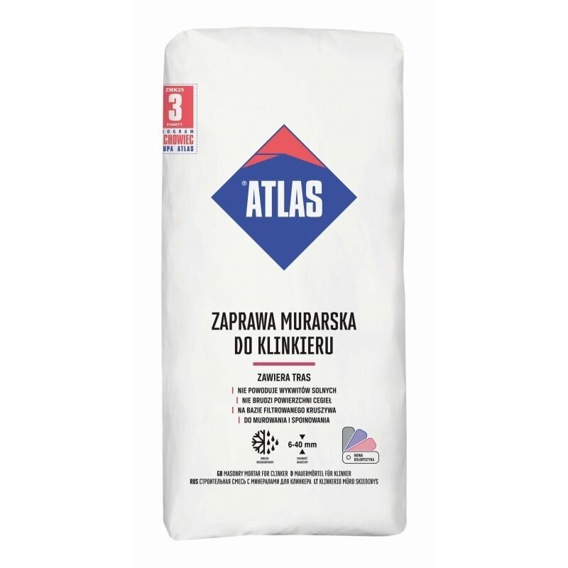 Klinkerio mūro mišinys ATLAS ZM Grafit 371, 25kg grafito sp. Klinkerio mūro mišinys ATLAS ZM Grafit 371, 25kg grafito sp.