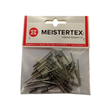 Kniedės MEISTERTEX RAL9006, 3,2x8 30vnt