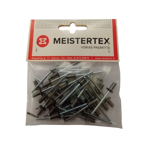 Kniedės MEISTERTEX RAL9007, 4x8 30vnt Kniedės MEISTERTEX RAL9007, 4x8 30vnt