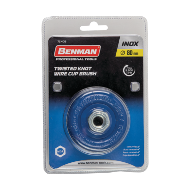 Kūginis šlifavimo šepetys BENMAN Inox M14 72407, 65mm Kūginis šlifavimo šepetys BENMAN Inox M14 72407, 65mm