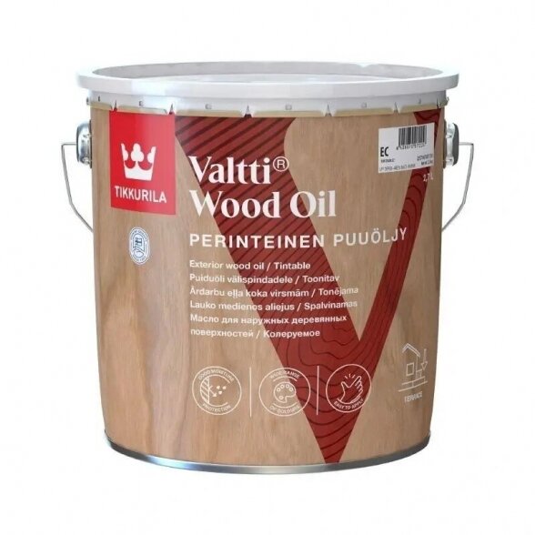 Tirpiklinis medienos aliejus TIKKURILA Valtti Wood Puuoljy Oil, 2,7l bespalvis Tirpiklinis medienos aliejus TIKKURILA Valtti Wood Puuoljy Oil, 2,7l bespalvis