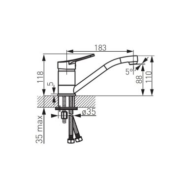 Maišytuvas plautuvės FERRO DECO BDC2A, snapas 15cm