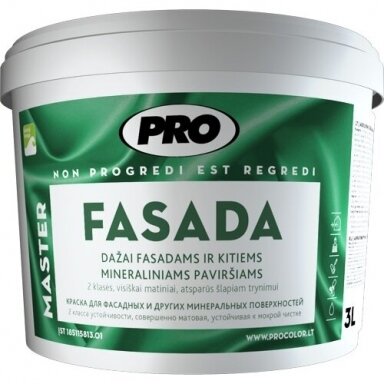 Fasadiniai dažai PRO Fasada A bazė, 1l balta sp. Fasadiniai dažai PRO Fasada A bazė, 1l balta sp.