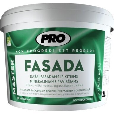 Fasadiniai dažai PRO Fasada A bazė, 3l balta sp. Fasadiniai dažai PRO Fasada A bazė, 3l balta sp.