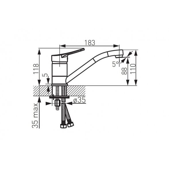 Maišytuvas plautuvės FERRO DECO BDC2A, snapas 15cm 1 Maišytuvas plautuvės FERRO DECO BDC2A, snapas 15cm 1