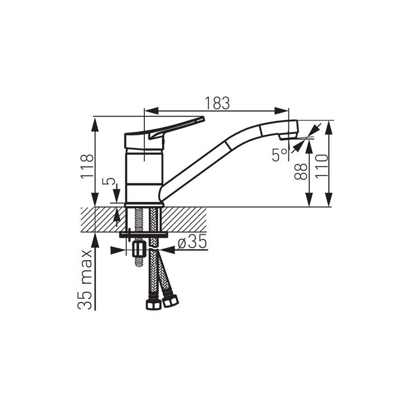 Maišytuvas plautuvės FERRO DECO BDC2A, snapas 15cm 1