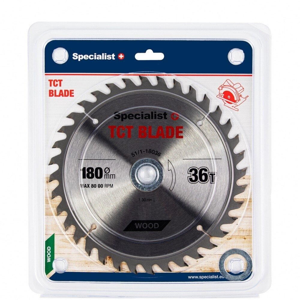 Medienos pjovimo diskas SPECIALIST+, 180x36Tx30/20/16mm