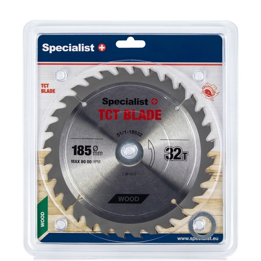 Medienos pjovimo diskas SPECIALIST+, 185x32Tx30/20/16mm