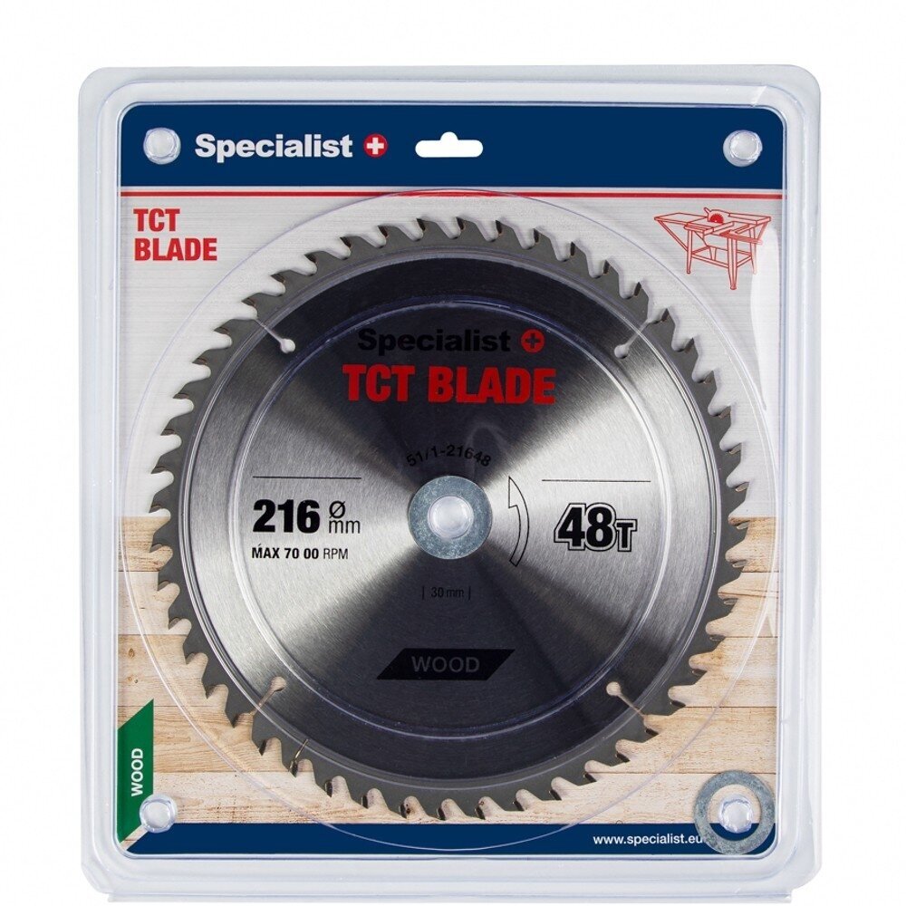 Medienos pjovimo diskas SPECIALIST+, 216x48Tx30/20/16mm Medienos pjovimo diskas SPECIALIST+, 216x48Tx30/20/16mm